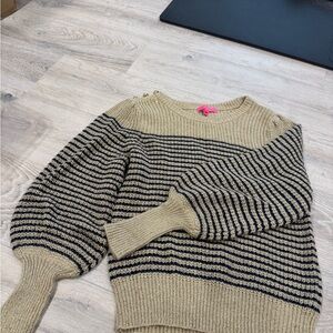 Lilly Pulitzer Black and Tan Striped Sweater